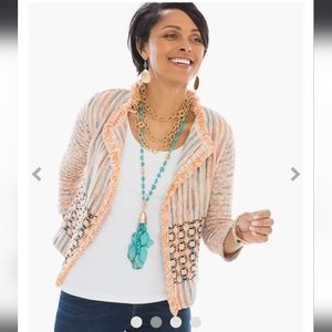 Chicos Textured Bonnie Fringe Cardigan